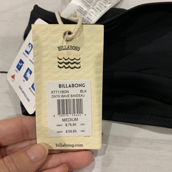 EUC - Billabong Onyx Wave Bandeau Bikini Top Sz M - Picture 4 of 5